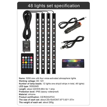 Bil Dekoration på Lys Indretning Atmosfære, Lys, Dekorative RGB LED Strip Light Med USB Trådløs Fjernbetjening Flere Tilstande