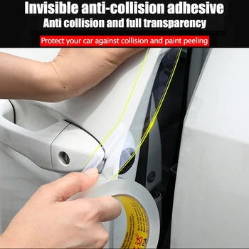 Bil Døren Anti-Kollision Strip Usynlige Gennemsigtig Krop Film Selvklæbende Tape Beskytte Grænsen Bunden Pedal Beskyttelse Mærkat