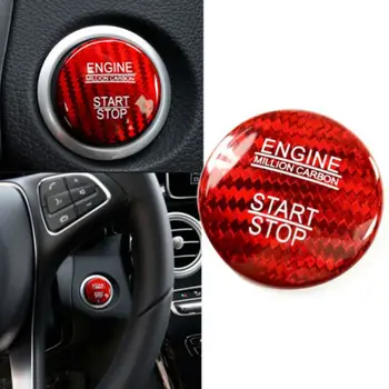 Bil Mærkat Motor Start Stop Tænding Knappen Ring Cirkel Cover Carbon Fiber Interiør Trim Til Bmw E90 F10 F20 F30 Audi A4 B8