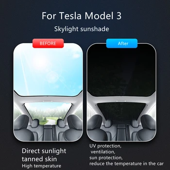 Bil Parasol Top og bag ovenlys For Tesla Model 3 2016-2021 Dedikeret sommeren soltag, solsejl, solcreme, varmeisolering