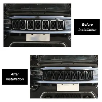 Bil Stick-i Indsæt Grille Mesh-Net Dækning af Trim for Jeep Grand Cherokee 2017 2018