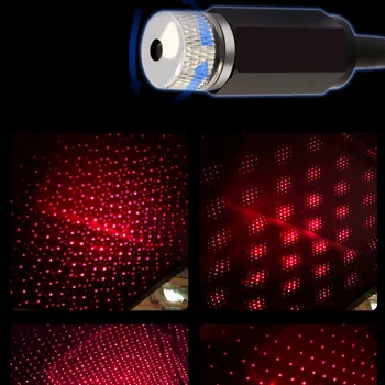 Bil Stjerneklar Stjerne af Lys Laser Atmosfære Omgivende Projektor LED-Lampe USB-boligindretning Tag Sky Night Lights Auto Tilbehør