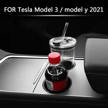 Bil midterkonsollen kopholder Indsæt for Tesla Model 3 Y 2021 Bil Interne Tilbehør Sort Bærbare Bil, kopholder Aftagelig