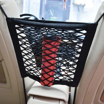 Bil opbevaring net stammen seat elastiske reb net universal storage pose lomme bur opbevaringspose autostol tilbage taske