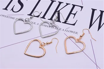 Bin Yu Enkle Design Sølv Farve Hule Hjerte Dråbe Øreringe Til Kvinder Nye Mærke Mode Ear Cuff Piercing Dingle Øreringe Gave