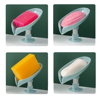 Bladform Soap Box Afløb Sæbe Holder Max Badeværelse Shower Soap Holder Svamp Opbevaring Plade Skuffe Badeværelse Gadge Badeværelse Forsyninger