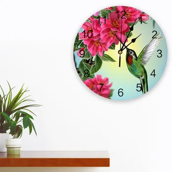 Blomst Kolibri Ure Moderne Design Home Decor vægure Til Stue Køkken Kontor Tavs Væg-ur