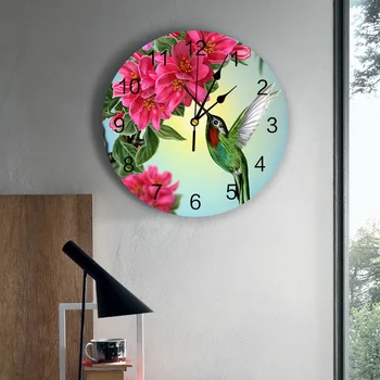 Blomst Kolibri Ure Moderne Design Home Decor vægure Til Stue Køkken Kontor Tavs Væg-ur