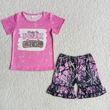 Blomst sommerferie Piger Outfits Tegnefilm Pink Camo Brev Tøj til Piger Blomster i Kort Tøj, der Passer Børn RTS