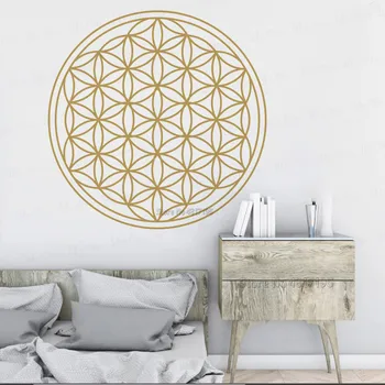 Blomsten Af Liv Vinyl Væg Kunst Decal Mandala Blomst Geometri Wall Stickers Frø Af Liv Vægdekoration Yoga Studio Home Decor