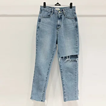 Blå Kvast Kvinde Denim Bukser koreanske Høj Talje Vintage Harem Jeans Kvinde Årgang Ankel-længde Streetwear Jeans Mødre Falder