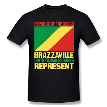 Brazzaville, Congo Repræsenterer Mænds Basic kortærmet T-Shirt med Sjov Grafik R330 Tees Eur Størrelse