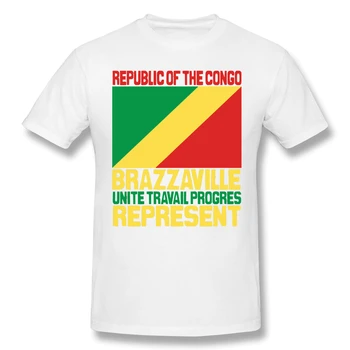 Brazzaville, Congo Repræsenterer Mænds Basic kortærmet T-Shirt med Sjov Grafik R330 Tees Eur Størrelse