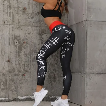 Brev Trykt Kvinder Sport Leggings Med Høj Talje Push Up Yoga Bukser Kvinde Fitness Trænings-Og Løbetights Kører Legins