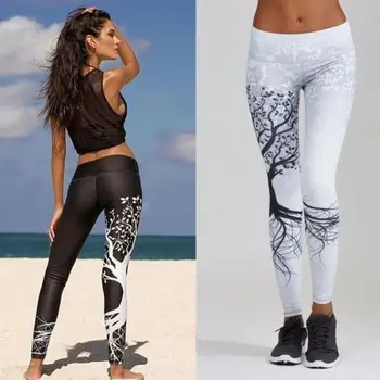 Brev udskrive høj talje elastik, der kører leggings Workout fitness sport plus size yoga bukser Trænings-og problemfri tights bukser