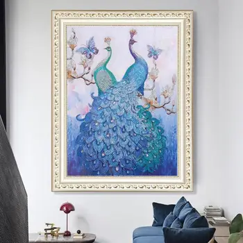 Broderi Diamant Maleri 5D DIY Specielt Formet Peacock Cross Stitch Håndværk Kit Mosaik Billede vægmaleri Indretning