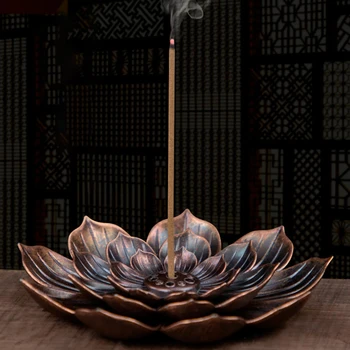 Bronze Lotus Røgelse Plade Stick Holder Stick Sandeltræ Pande Husstand Yoga Studios Buddhisme og Røgelse Linje brænder Indehaveren Indretning