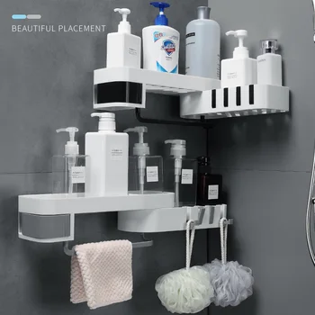 Brusehjørne Hylde Badeværelse Shampoo Brusebad Hylde Holder Køkken Storage Rack Arrangør Vægmonteret Badeværelse Tilbehør Sæt