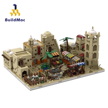 BuildMoc By-bygnings-Serien Ørken Landsby byggesten MOC Udsigt over Byen, classic-Hamlet Model Mursten Legetøj Til Børn Gave
