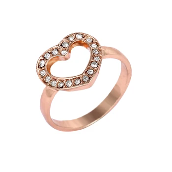 Buipoey Sølv Farve Forgyldt Krystal Hjerte Ring Cirkel Rundt Finger Stabelbare Vielsesring Til Kvinder, Mænd Smykker Gaver