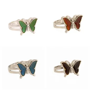 Butterfly Humør Ringe Farveskift Justerbar Følelser Følelse Foranderligt Temperatur Ring Smykker Til Børn-Års Fødselsdag Engros