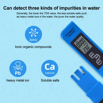 Bærbare 3-i-1 TDS EF Meter Temperatur Digital LCD-Vand Test Pen med 4 Forskellige Tilstande Vand Niveau Tester Renhed Filter