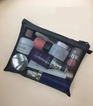 Bærbare Makeup Taske Sort Mesh Mode S/M/L Cosmetic Bag Læift Taske Kosmetyczka Neceser Mujer Toilettaske Gøre Op Taske