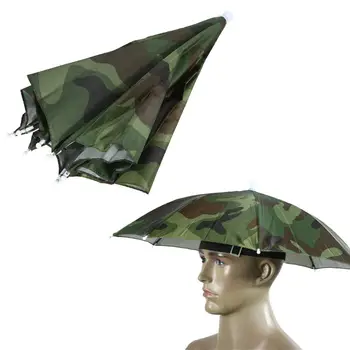 Bærbare Regn Paraply Hat Army Grøn Sammenklappelig Udendørs Pesca Solsejl Vandtæt Camping Fiskeri Hovedbeklædning Cap Strand Hoved Hatte