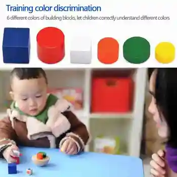 Børn, Træ-Byggesten Regnbuens Farver Geometrisk Montering Træ Stak Form Baby Pædagogisk Legetøj Balance Træning Spil