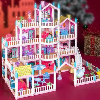 Børns Diy Hus Montessori 3d-Samlet Villa Dukken Princess Castle Simulering Doll House Girl ' s Puzzle Toy Gave