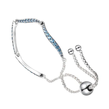 CKK Armbånd Sterling Sølv, Blå Bølgede Skyder Oprindelige Armbånd til Kvinder Feminina Masculina Pulseras Mujer 925 Smykker