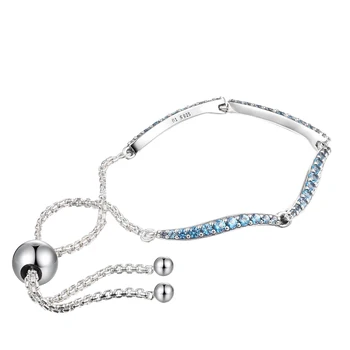 CKK Armbånd Sterling Sølv, Blå Bølgede Skyder Oprindelige Armbånd til Kvinder Feminina Masculina Pulseras Mujer 925 Smykker