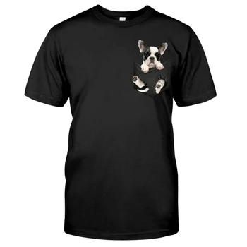 CLOOCL Bomuld T-Shirt Mode hund Bulldog Lomme Trykt Tshirt Harajuku Casual Toppe Hip hop Bomuld Sort Tees Drop Shipping