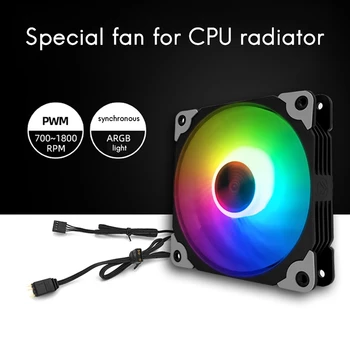 COOLMOON P4 RGB Tilfælde Fan 12cm Lille 4PIN Mute PWM Temperatur Kontrol Automatisk farveskift Desktop Ventilator CPU Fan