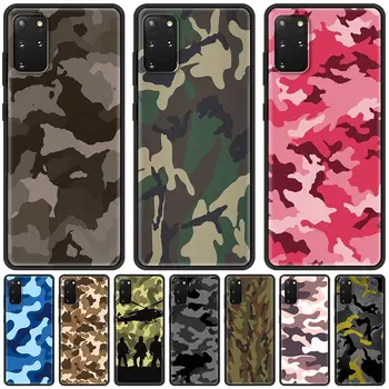 Camouflage Camo Military Tilfældet for Samsung Galaxy S20 FE Note 20 Ultra 9 8 10 S10 5G S9 S8 Plus S7 Kant Dække Sort Soft Cover