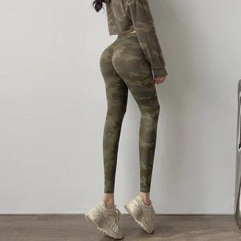 Camouflage Print Kvinder, Høj Talje Yoga Bukser Sved Absorption Uddannelse Trænings-Og Motionscenter Elastisk Hurtig Tørring Kører Sport Leggings