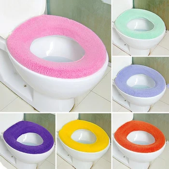 Candy Farve Toilet sædebetræk Puder Enkel Varmere Vaskbar Klud O-formede Flush Toilet Badeværelse Produkter Piedestal Pan Pude Pad