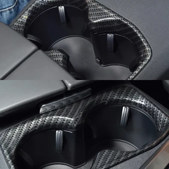 Carbon Fiber Vand kopholder Dække Bil Styling Interiør Chrome Trim Strip For Peugeot 5008 3008 GT 3008GT 2017-2021 Tilbehør