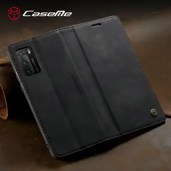 CaseMe Retro Sagen for Huawei P40 P20-P30 lite Luksus visitkort Flip Cover til Huawei Mate 30 Pro S Smart Pung Sag