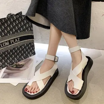 Casual Fashion Platform Sandaler Sko til Kvinder Spænde Remmen Fast Farve Sommer Sko 2020 Ny dame Shoes De Mujer