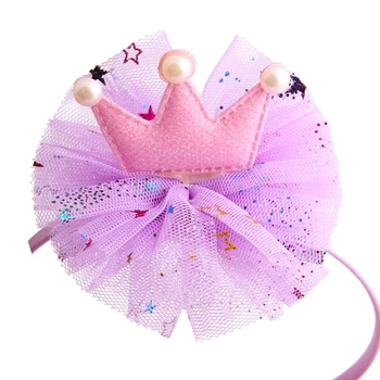 Chiffon Crown Hårbånd til Piger Prinsesse Hår Band Crown Tyl Hårbånd til Børn Bezel Nyfødte Spædbarn Småbørn Hår Dekoration