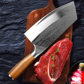 Cleaver kniv Køkken Kokkens Kniv i Rustfrit Stål knivskarpe Udskæring Kniv Kød hakkekniv Træ Håndtag Kinesiske butche Kniv