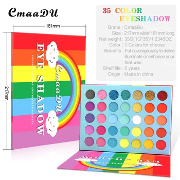 CmaaDU - Rainbow Pigmenteret Øjenskygge Palet 35 Farver Guld Løg Pulver Metal Glimmer Vandtæt Engros Hot Ins YouTube
