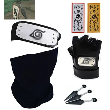 Cosplay Kakashi Ninja Mode Handsker, Maske Talisman Hovedbøjle Animationsfilm Tilbehør Våben Kunai Notebook Rekvisitter Toy Blå Maskes Gave