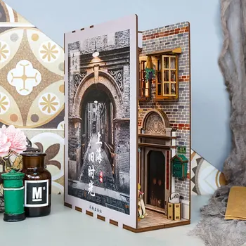 Creative Book Nook DIY Træ-Venedig Verden Reol Kits Miniature Møbler Reol Indsæt Model Roombox Bygning Legetøj Gaver