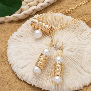 Cring Coco Hawaii Smykker Engros Øreringe Sæt en Anden Farve Pearl Polynesiske Dråbe Perle Halskæde Sæt til Kvinder Part Gaver