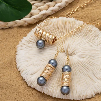 Cring Coco Hawaii Smykker Engros Øreringe Sæt en Anden Farve Pearl Polynesiske Dråbe Perle Halskæde Sæt til Kvinder Part Gaver