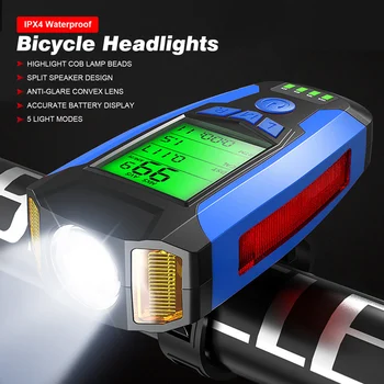 Cykel Lys med Cykel Computer Speedometer USB-Cykel COB LED Lampe Foran Lygten Digital Cykling Kilometertæller Cykel Tilbehør
