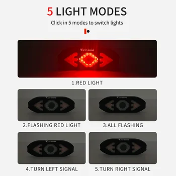 Cykel Tur Signal Lys Fjernbetjening Indikator-LED baglygte Med Horn MTB USB-Genopladelige Lampe Baglygte Cykling