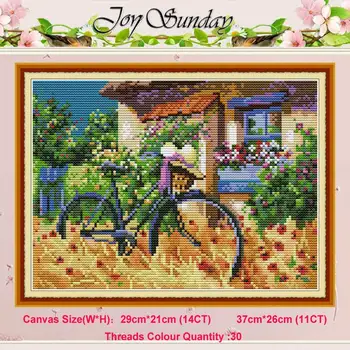 Cykel-natur maleri tælles 11CT 14 CT Cross Stitch Sæt DIY Kinesiske korssting Kits Broderi Håndarbejde, hjemmet indretning